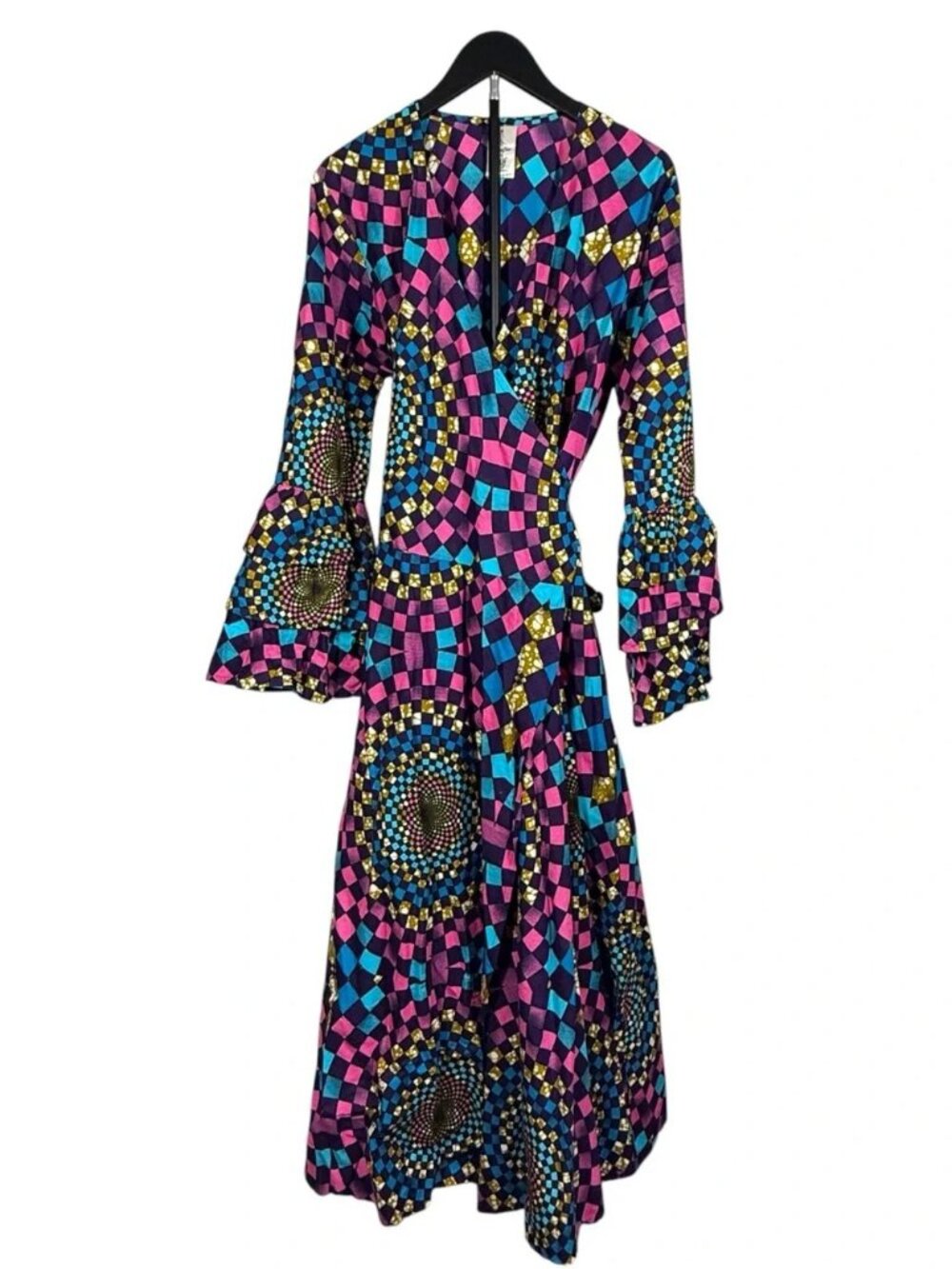 KaraChic by JF Wrap Maxi Dress Psychedelic Geometric OS